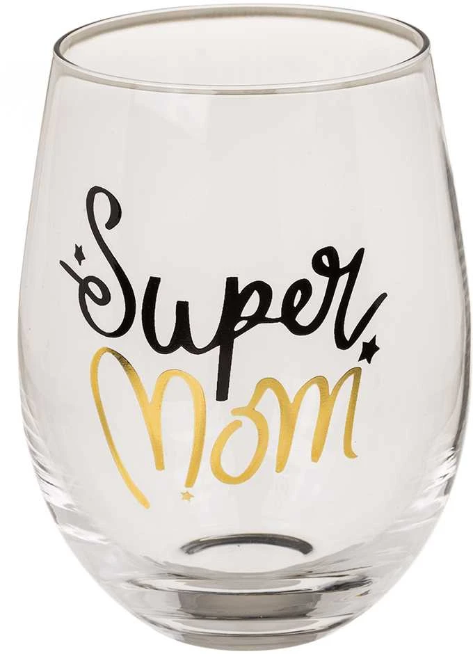Stiklinių taurių komplektas "Super Mom & Cool Daddy"