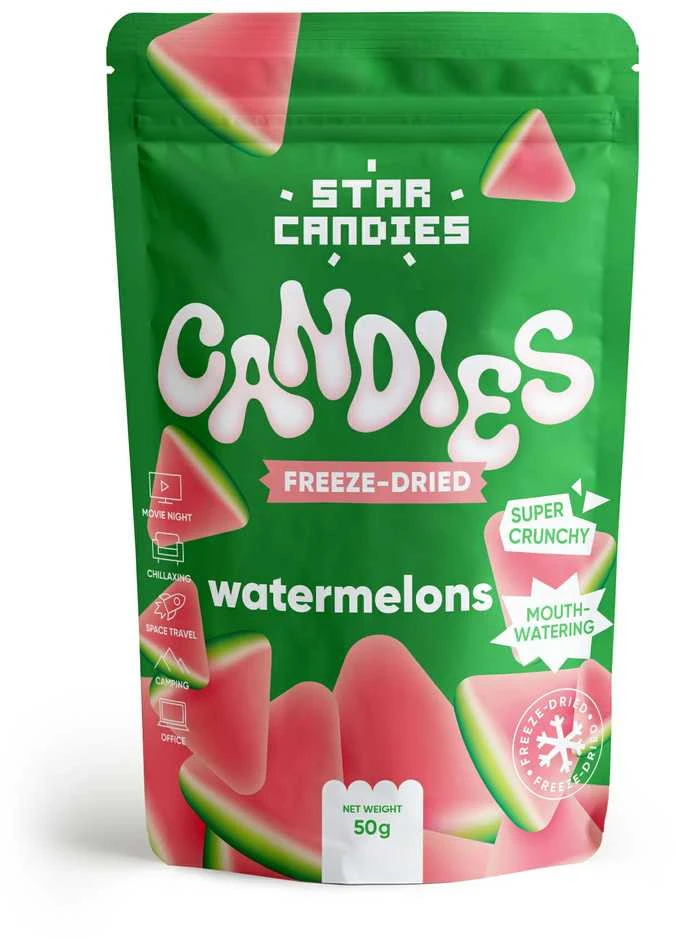 Supergarden STAR CANDIES šaltyje džiovinti guminukai "Arbūziukai", 50g