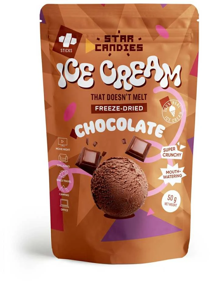 Supergarden STAR CANDIES šaltyje džiovinti šokoladiniai ledai, 50g