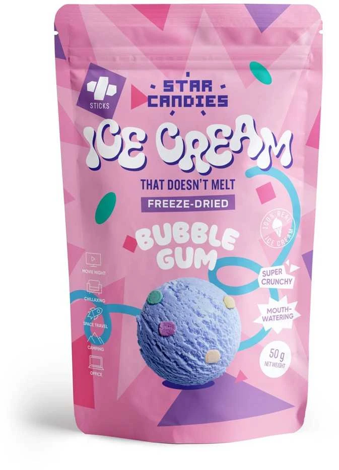 Supergarden STAR CANDIES šaltyje džiovinti kramtomosios gumos ledai, 50g