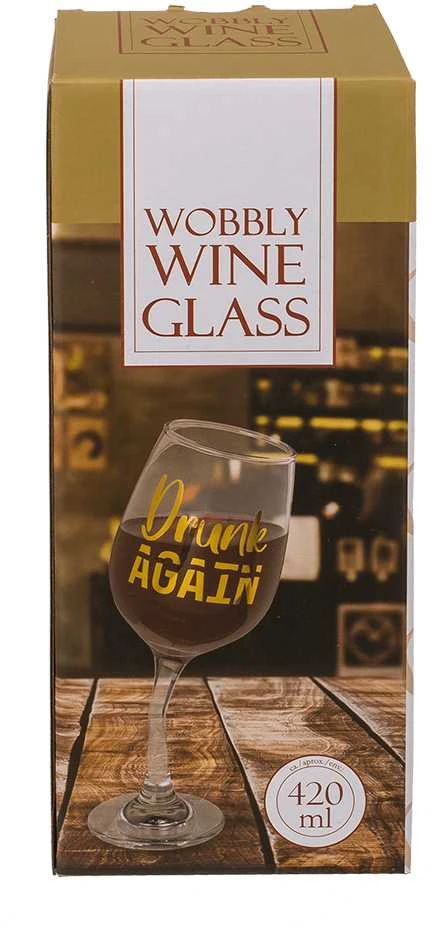 Svyruojanti vyno taurė "Drunk again" (420ml)