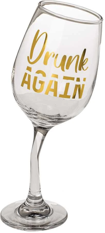 Svyruojanti vyno taurė "Drunk again" (420ml)