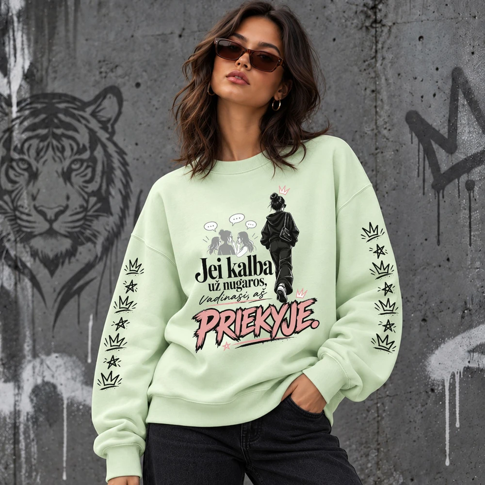 Unisex pastelinis džemperis "Aš priekyje"