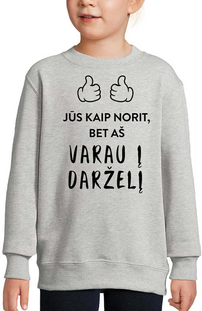 Vaikiškas džemperis "Varau į darželį" (be kapišono)