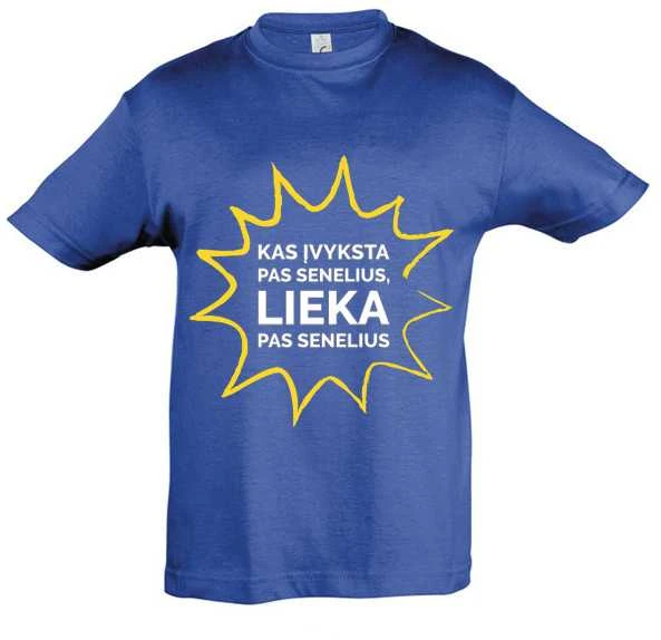 Vaikiški marškinėliai "Kas vyksta pas senelius - lieka pas senelius"