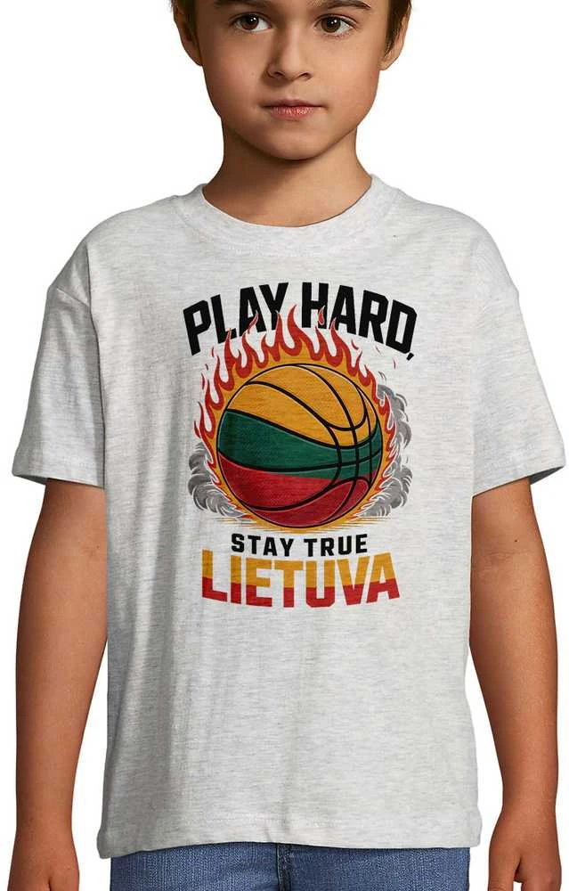 Vaikiški marškinėliai "Lietuva: play hard, stay true"