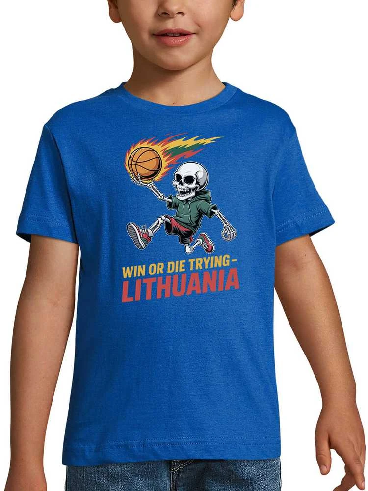 Vaikiški marškinėliai "Lithuania: win or die trying"