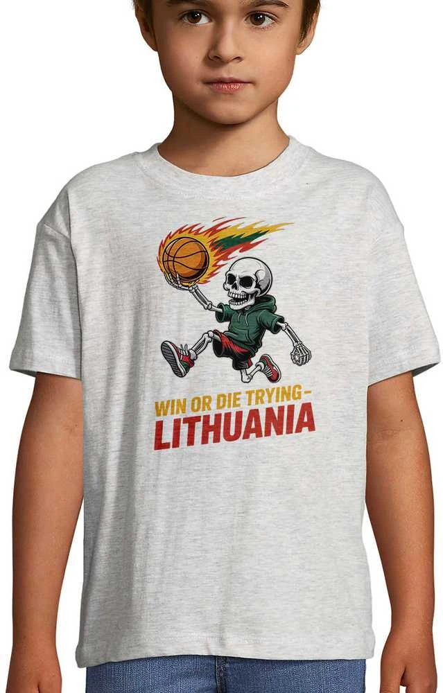 Vaikiški marškinėliai "Lithuania: win or die trying"