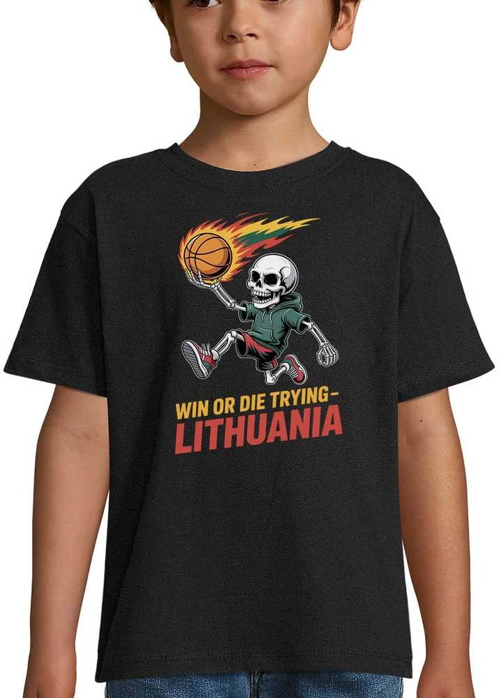 Vaikiški marškinėliai "Lithuania: win or die trying"