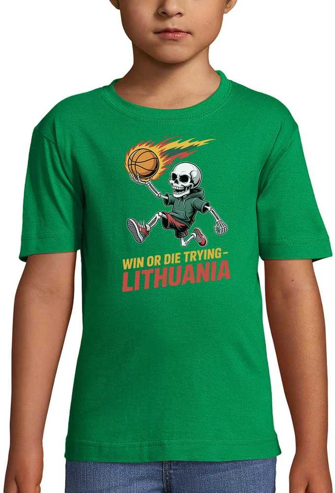 Vaikiški marškinėliai "Lithuania: win or die trying"