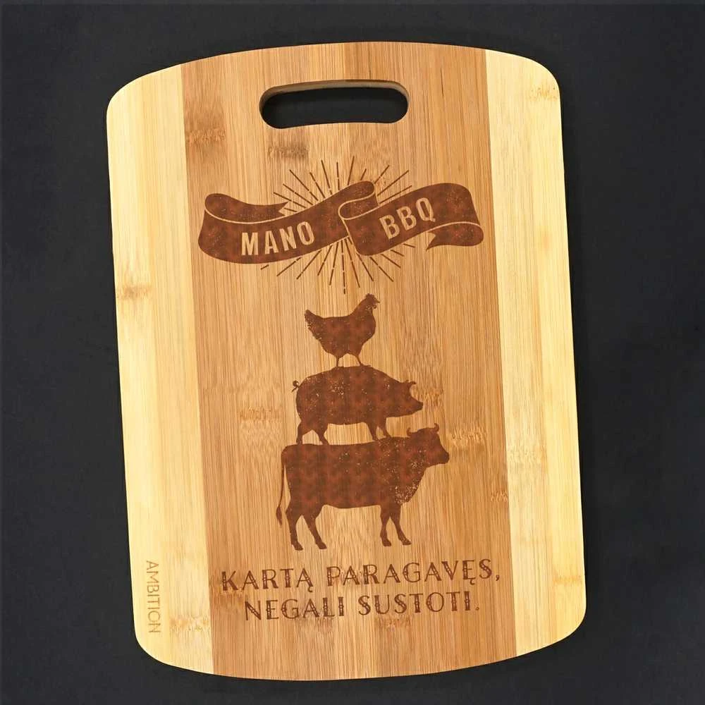 XL bambukinė pjaustymo lentelė "Mano BBQ"