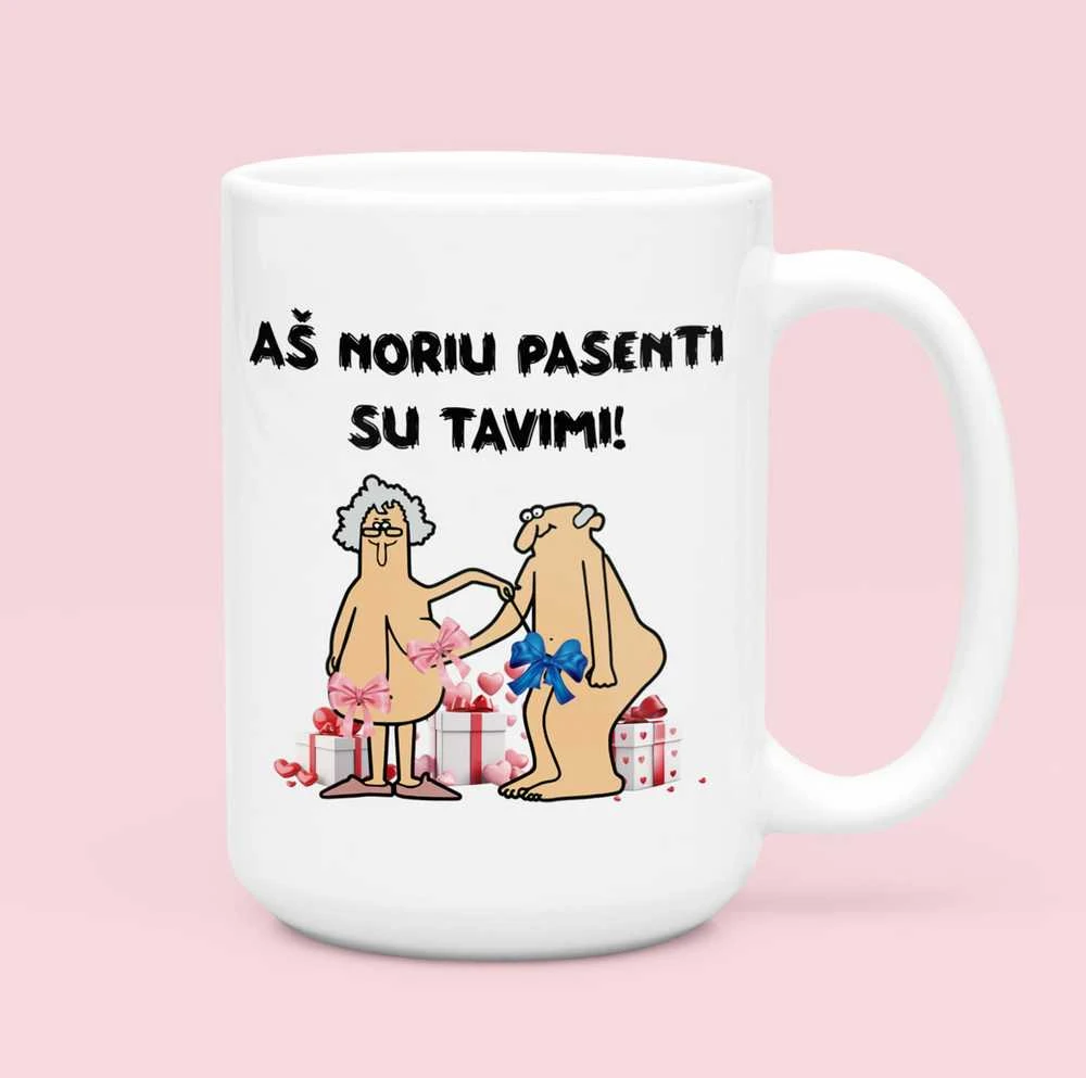 XL puodelis "Aš noriu pasenti su tavimi" (450ml)