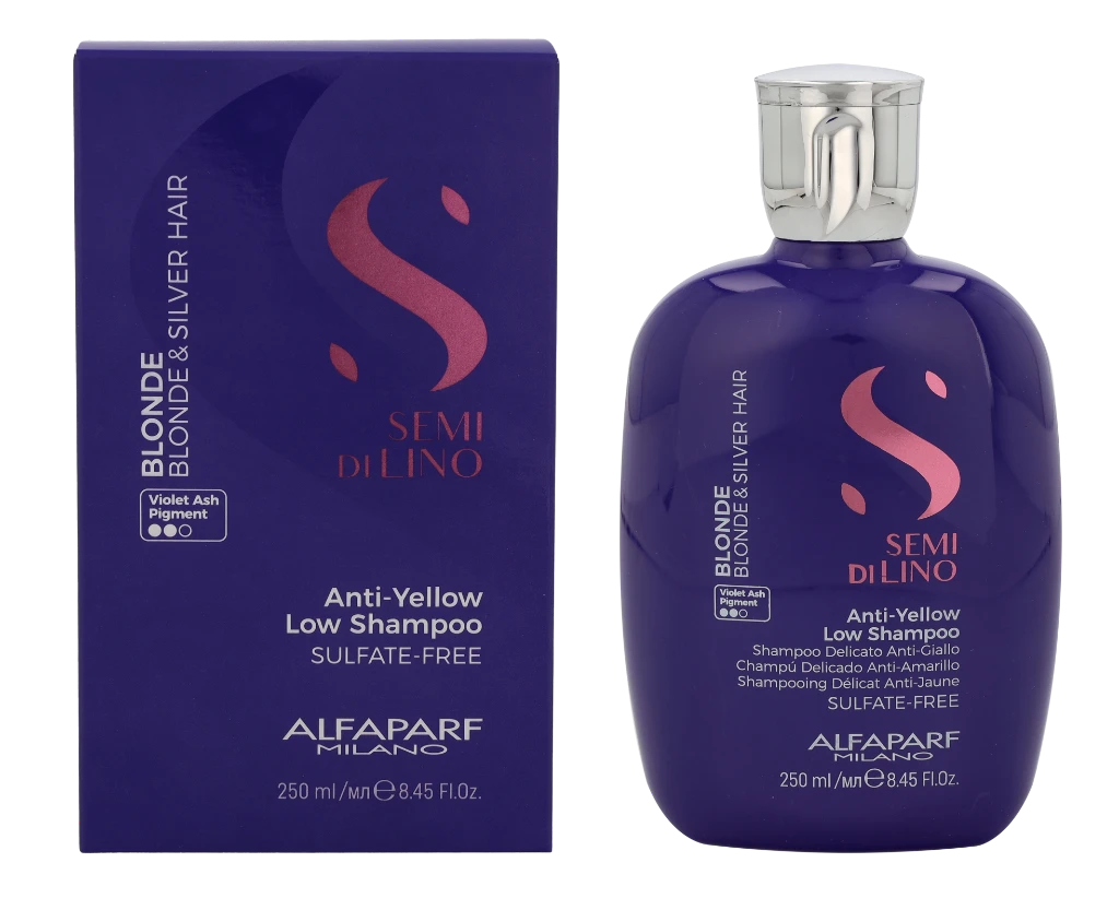 Alfaparf Milano Semi Di Lino Skirtas šviesiems plaukams y Sidabrinis Low šampūnas 250ml