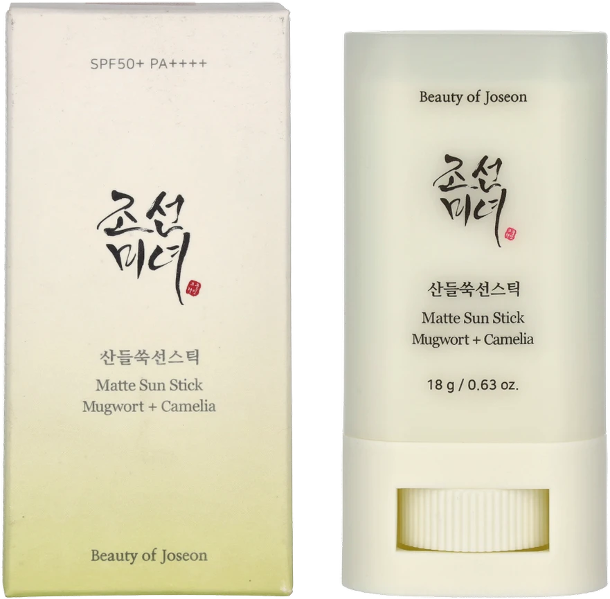 Beauty of Joseon Matte Sun Stick Mugwort + Camelia SPF 50+ PA++++ apsauginis pieštukas nuo saulės, 18 g