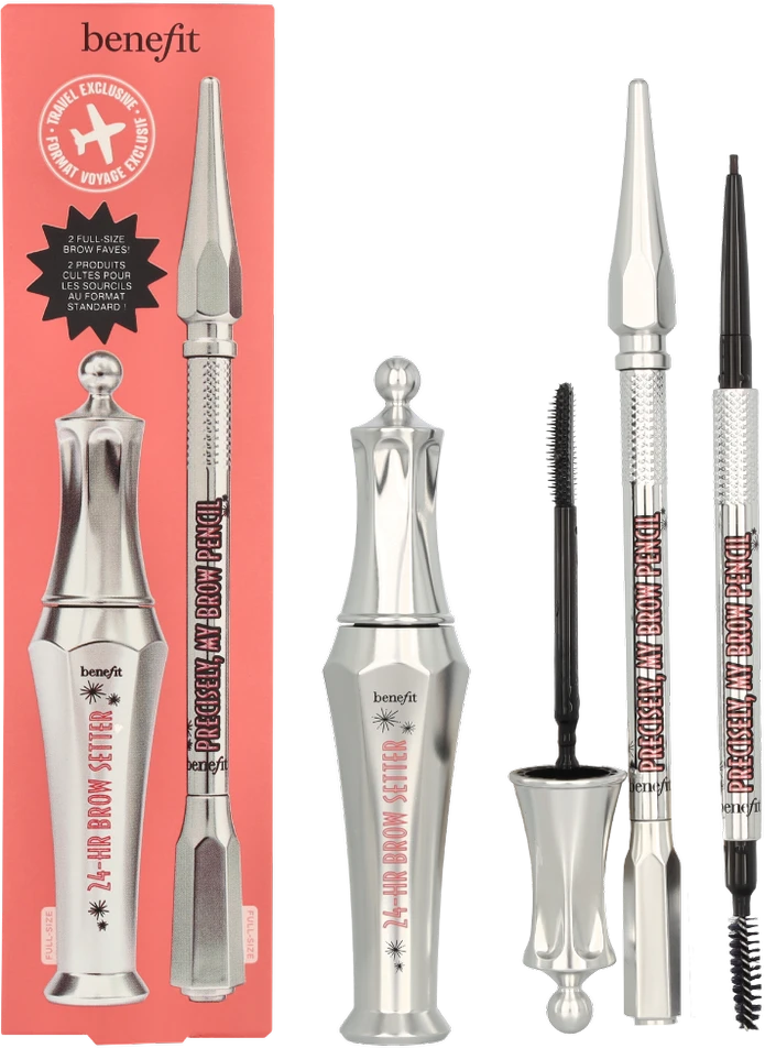 Benefit 2 Brow Bigshots Duo Set antakių priežiūros rinkinys (Precisely, My Brow pieštukas 4 Warm Deep Brown 0,08 g + 24H Brow Setter antakių gelis, 7 ml)