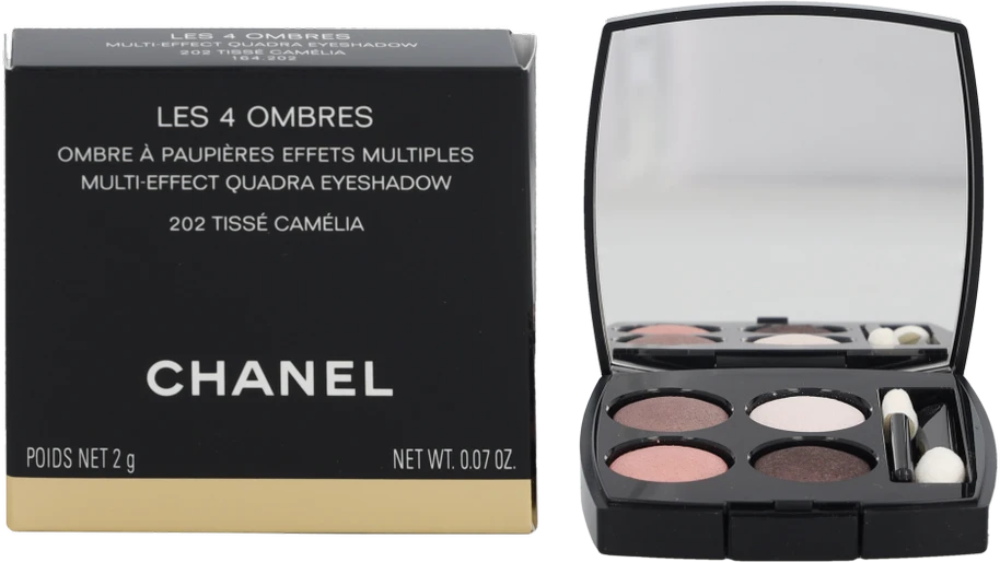 Chanel Les 4 Ombres Multi Effect Quadra Eyeshadow keturių spalvų akių šešėlių paletė, atspalvis: 202 - Tisse Camelia, 2 g