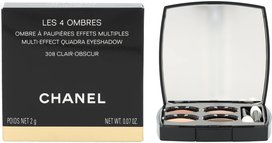 Chanel Les 4 Ombres Multi Effect Quadra Eyeshadow keturių spalvų akių šešėlių paletė, atspalvis: 308 - Clair-Obscur, 2 g