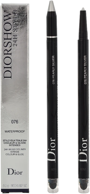 Christian Dior Diorshow On Stage Atsparus vandeniui Double-Ended Kohl Akių apvadas 076 Sidabrinis Pilkas 1.2 g