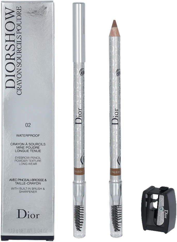 Christian Dior Diorshow Atsparus vandeniui Double-Ended Eyebrow Kreminis Pieštukas & 2-In-1 02 Chestnut 1.19 g