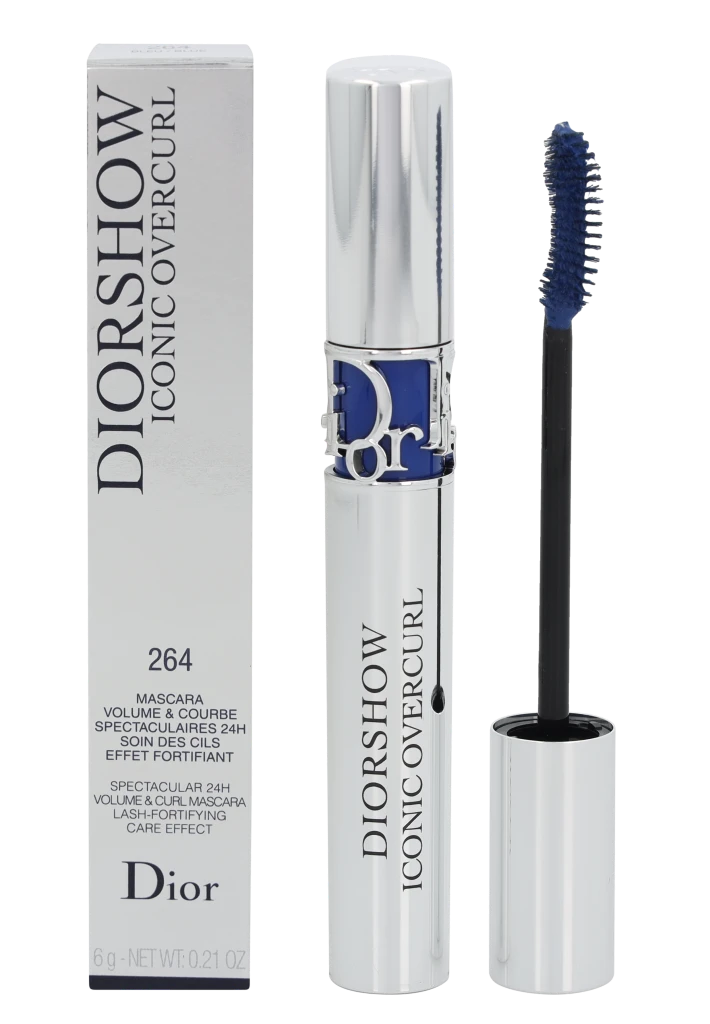 Apimties suteikiantis blakstienų tušas tobulam blakstienų užrietimui Dior show Iconic Overcurl (Spectacular Volume & Curl Professional Blakstienų tušas) 6 g, 264 Over Mėlyna
