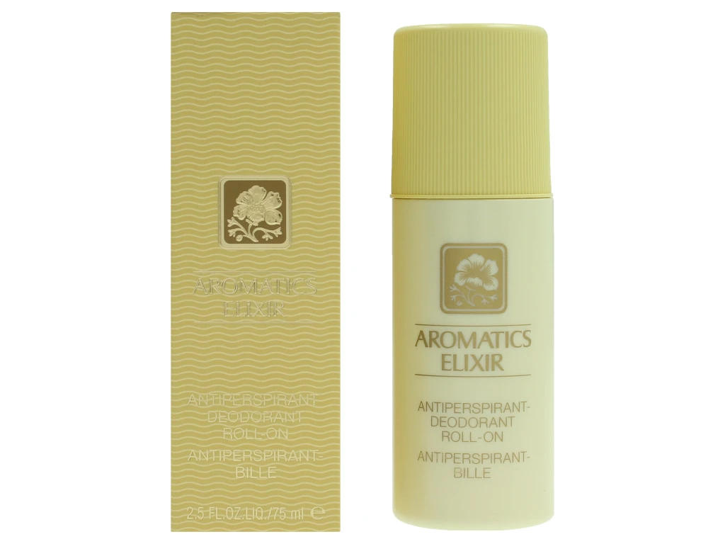 Clinique Aromatics Elixir rutulinis dezodorantas su pakuote