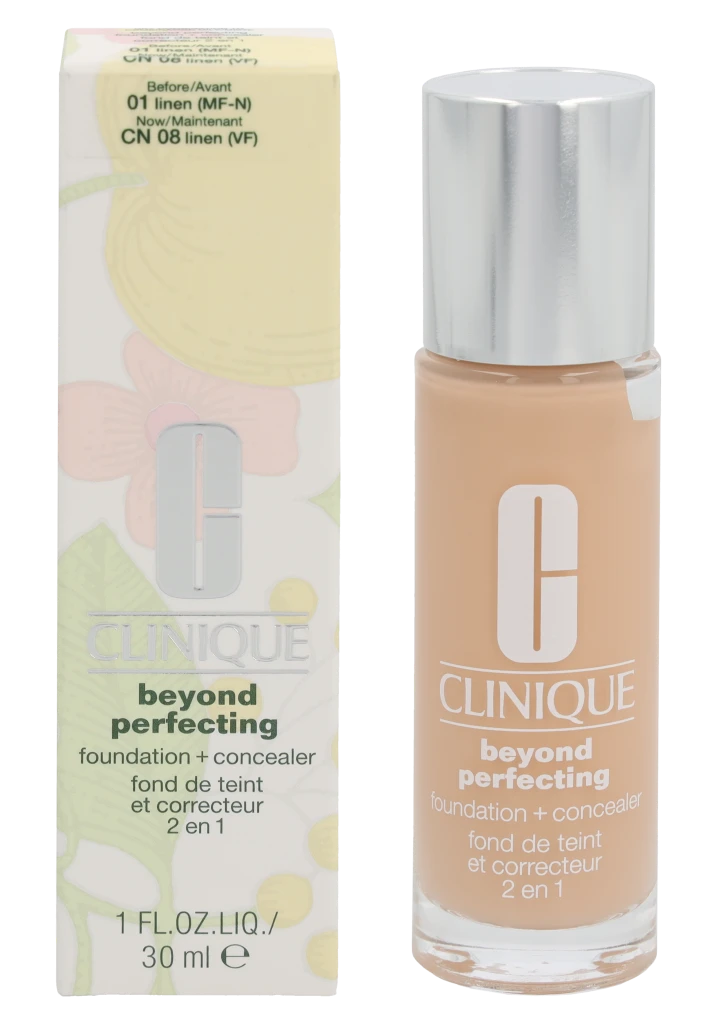 „Clinique Beyond Perfecting Foundation“ makiažo pagrindas ir kaukė „01 Linen“, 30 ml