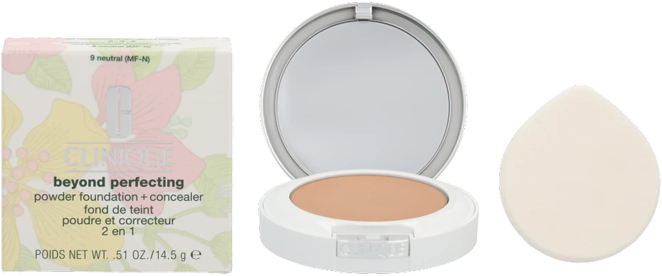 „Clinique Beyond Perfecting Powder Foundation“ pudros pagrindas + kaukė #09 Neutral (MF-N), 14.5 g