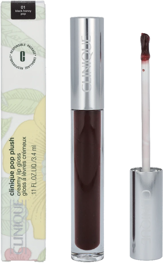 Clinique Pop Plush Creamy Lūpų blizgis #01 Juodas Honey Pop, 3.4 ml