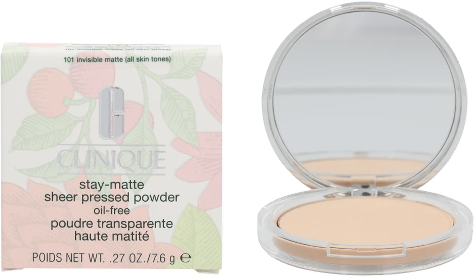 Clinique Stay Matte Sheer Pressed Powder kompaktinė pudra, atspalvis: 101 Invisible Matte, 7.6 g