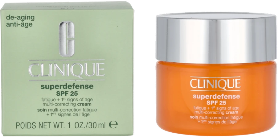 Clinique Superdefense SPF 25 Multi Correcting Kreminis jauninamasis veido kremas riebiai ir mišriai odai, 30 ml