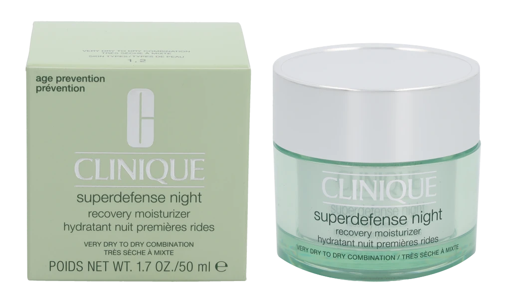 Clinique Superdefense Night Recovery Moisturizer atstatantis naktinis veido kremas sausai / mišriai odai, 50 ml