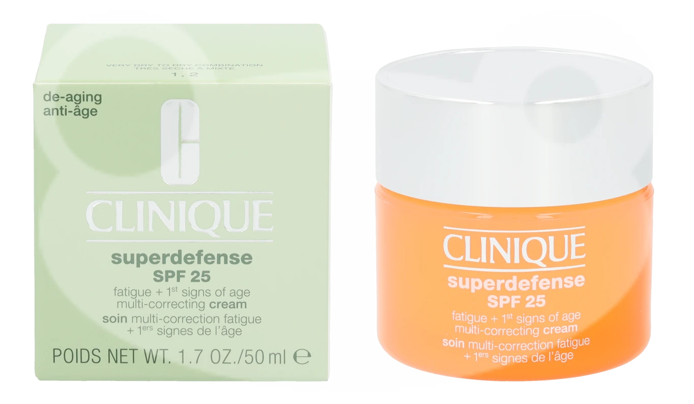 „Clinique Superdefense Broad Spectrum SPF25“ daugiafunkcis korekcinis kremas nuo nuovargio ir pirmųjų amžiaus požymių, 50 ml