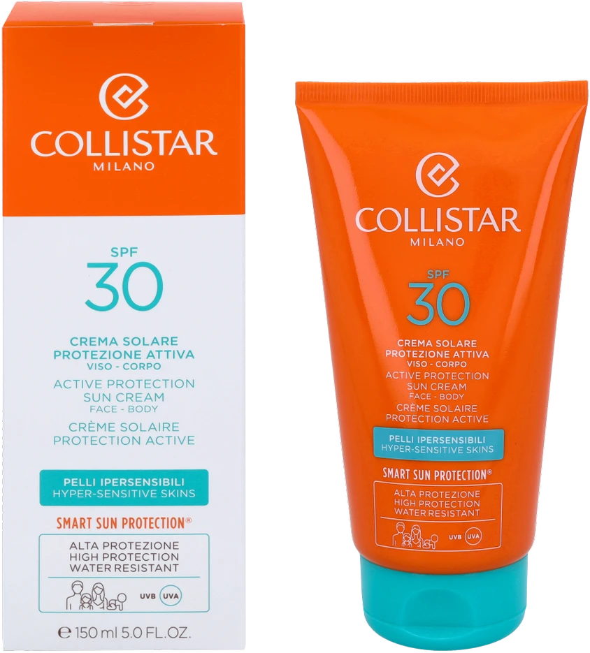 "Collistar" aktyvi apsauga nuo saulės veido ir kūno kremas Spf30 itin jautriai odai 150ml