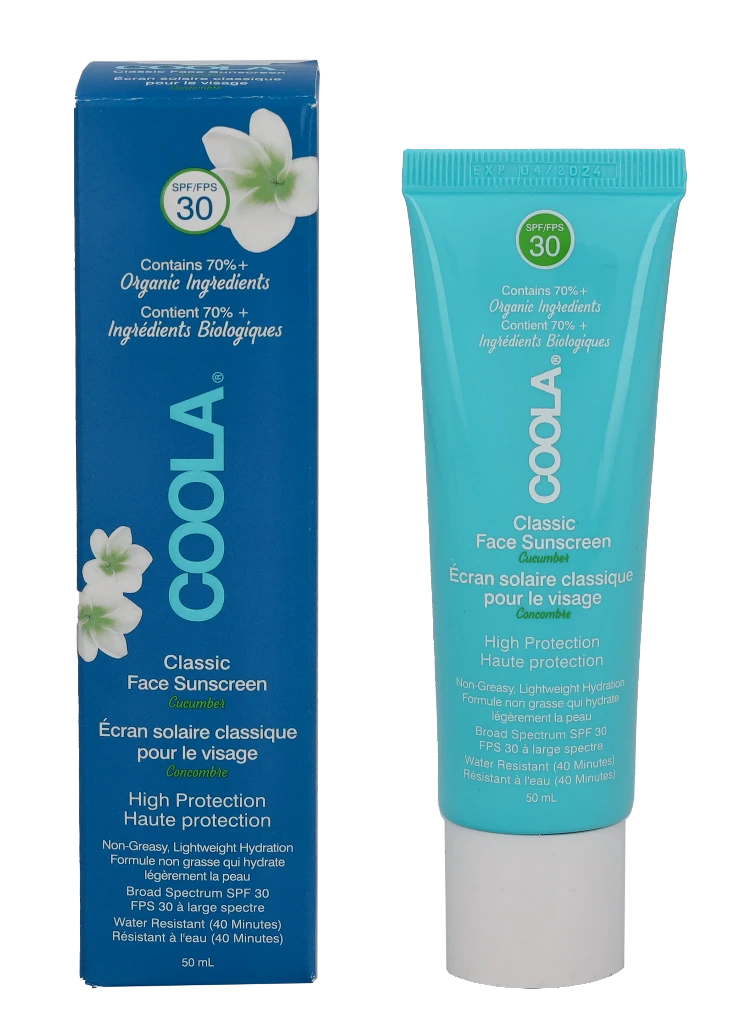"Coola Classic Face" ekologiškas apsauginis losjonas nuo saulės "Cucumber Spf30" 50ml