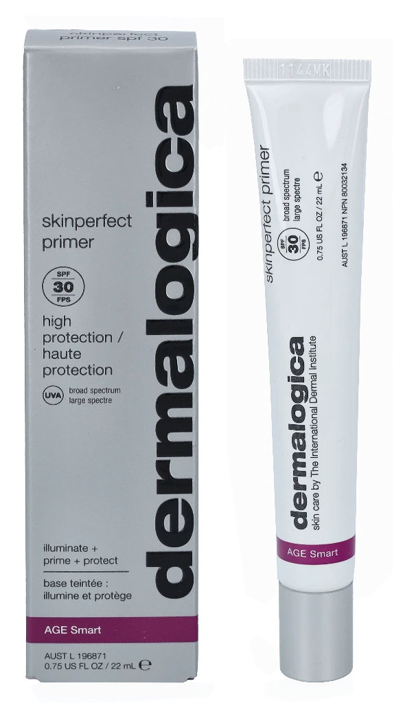 „Dermalogica Age Smart“ – „SkinPerfect“ sojų baltymai lygina / skaistina ir paruošia ilgalaikiam makiažui. „Kreminis“ makiažo pagrindas, 22 ml.
