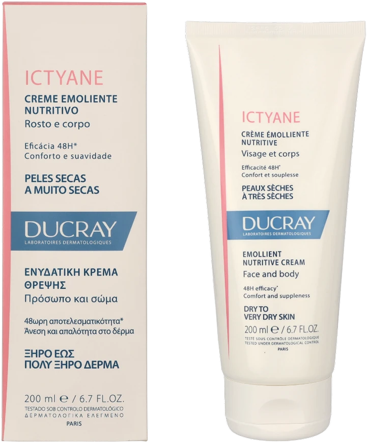 "Ducray Ictyane" maitinamasis minkštinamasis kremas 200ml