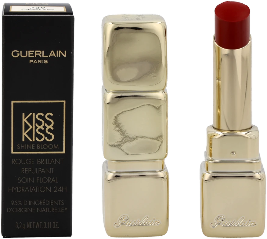 Guerlain Kiss Kiss Shine Bloom lūpų dažai, spalva - 739 Cherry Kiss