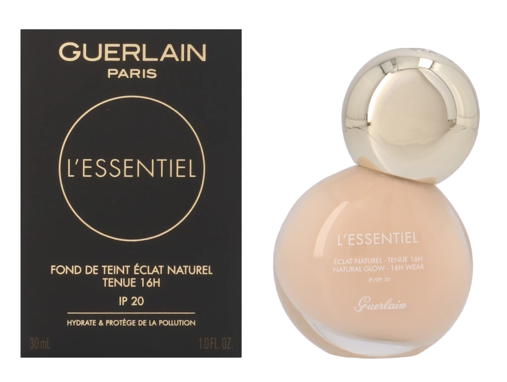 GUERLAIN L’Essentiel Natural Glow Foundation natūralaus švytėjimo suteikianti kreminė pudra SPF 20, atspalvis: 00N Porcelain, 30 ml