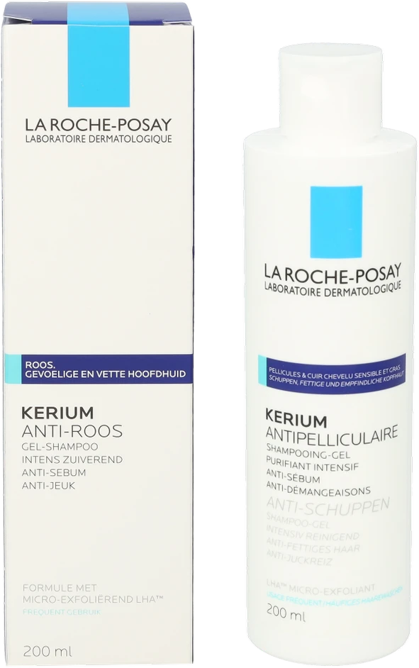 La Roche Posay Kerium Gel Šampūnas Nuo pleiskanų šampūnas nuo pleiskanų riebiai galvos odai, 200 ml