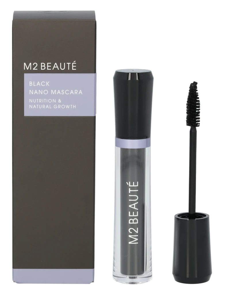 M2 Beauté Juodas Nano blakstienų tušas Nutrition and Amp Natural Growth 6 ml