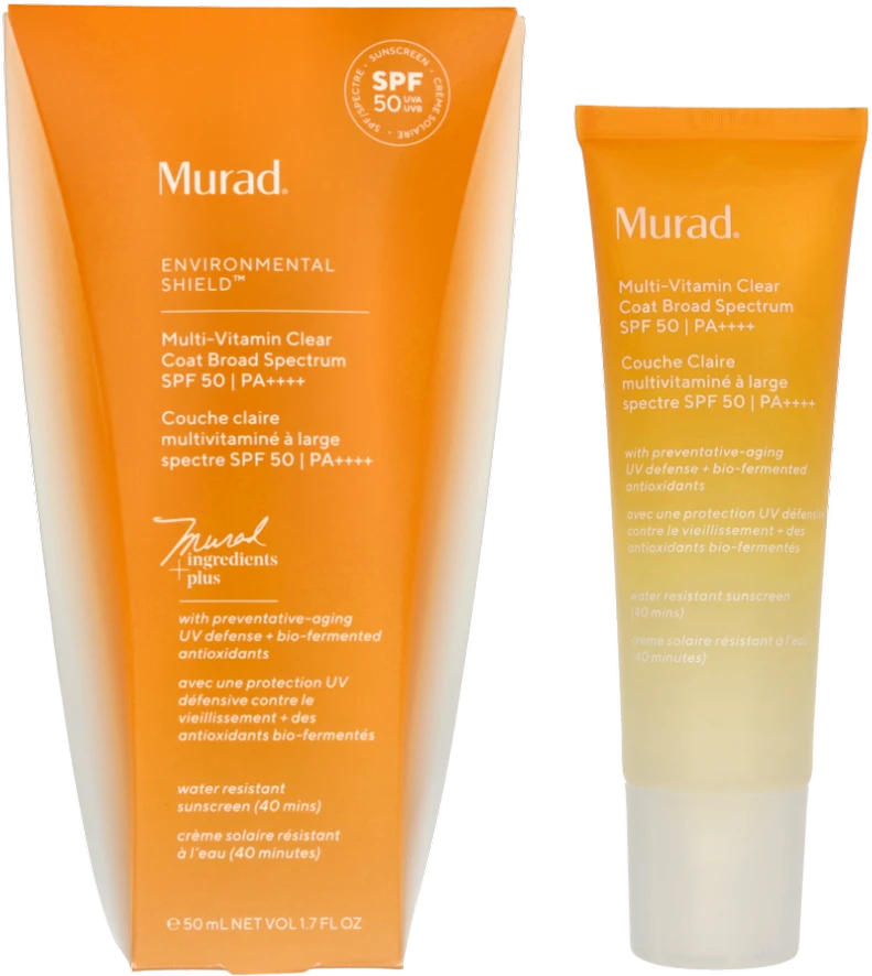Murad Skincare Murad Multi-Vitamin Clear Coat Kreminis SPF 50 skaidri apsauginė veido priemonė nuo saulės, 50 ml