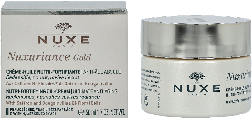 Nuxe Maitinamasis-stiprinamasis maksimaliai nuo senėjimo saugantis aliejinis kremas „Nuxuriance® Gold Nutri-fortifying oil cream ultimate anti-aging“, 50 ml