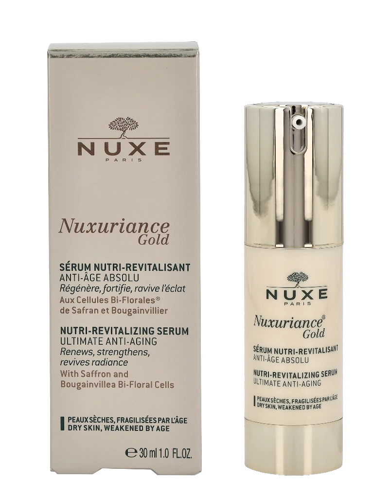 Nuxe Maitinamasis-gaivinamasis maksimaliai nuo senėjimo saugantis serumas „Nuxuriance® Gold Nutri-revitalizing serum ultimate anti-aging“, 30 ml