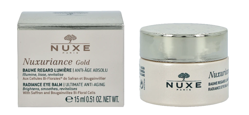 Nuxe Švytėjimo suteikiantis, maksimaliai nuo senėjimo saugantis paakių balzamas „Nuxuriance® Gold Radiance eye balm ultimate anti-aging“, 15 ml