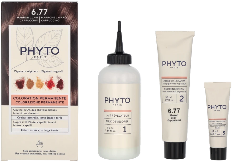 Phyto plaukų dažų komplektas 6.77 Kapučino