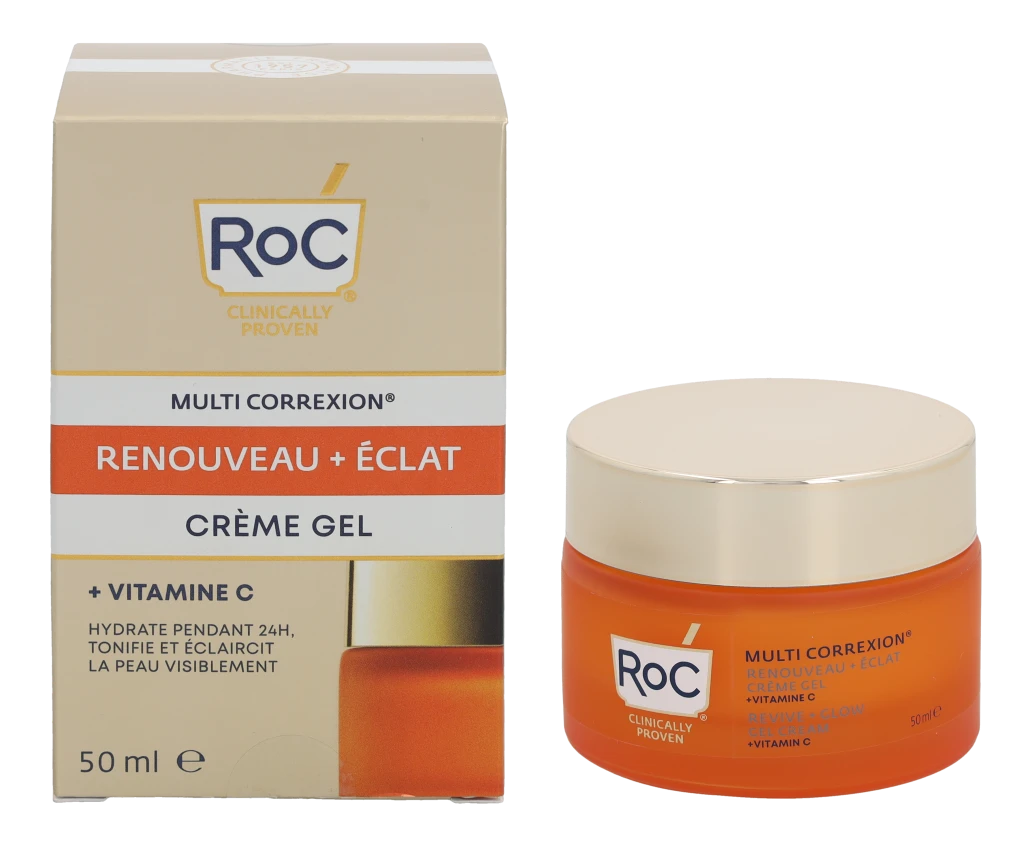 ROC Multi Correxion Revive & Glow Gel Kreminis spindesio suteikiantis gelinis kremas veidui, 50 ml