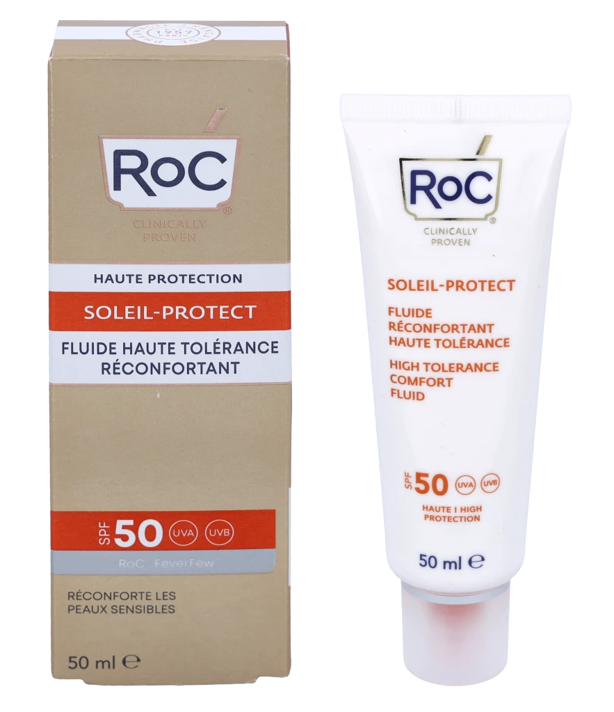 Roc Soleil-Protect High Tolerance Comfort Fluid SPF 50+ apsauginis fluidas nuo saulės veidui, 50 ml
