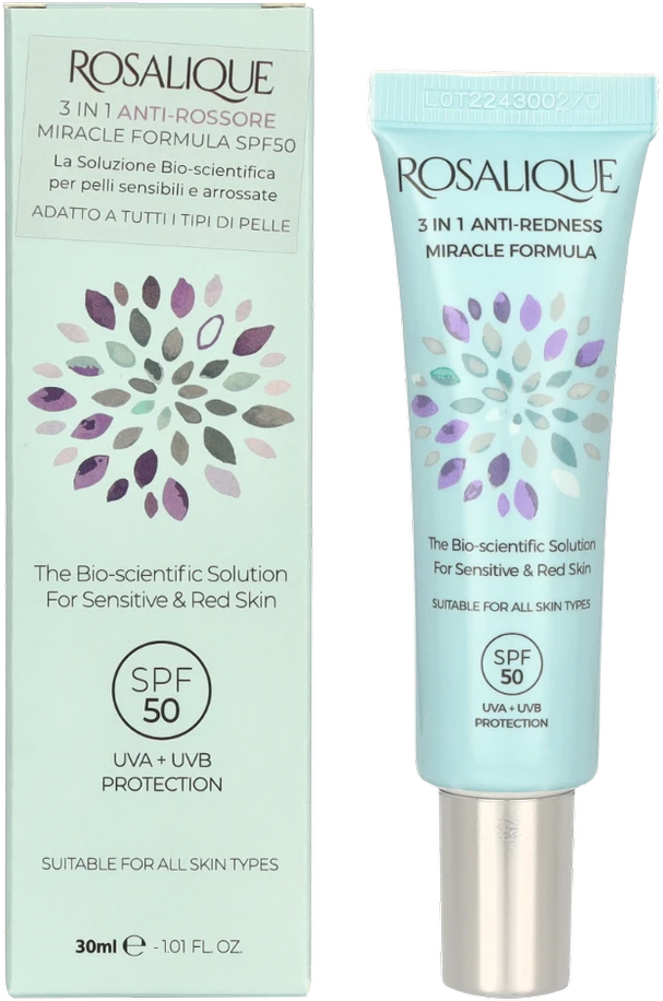 Rosalique 3 in 1 Anti-Redness Miracle Formula veido kremas raustančiai odai, 30ml