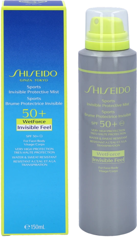 Shiseido Sports Wetforce Invisible Protective Mist SPF 50+ apsauginė dulksna veidui ir kūnui, 150 ml