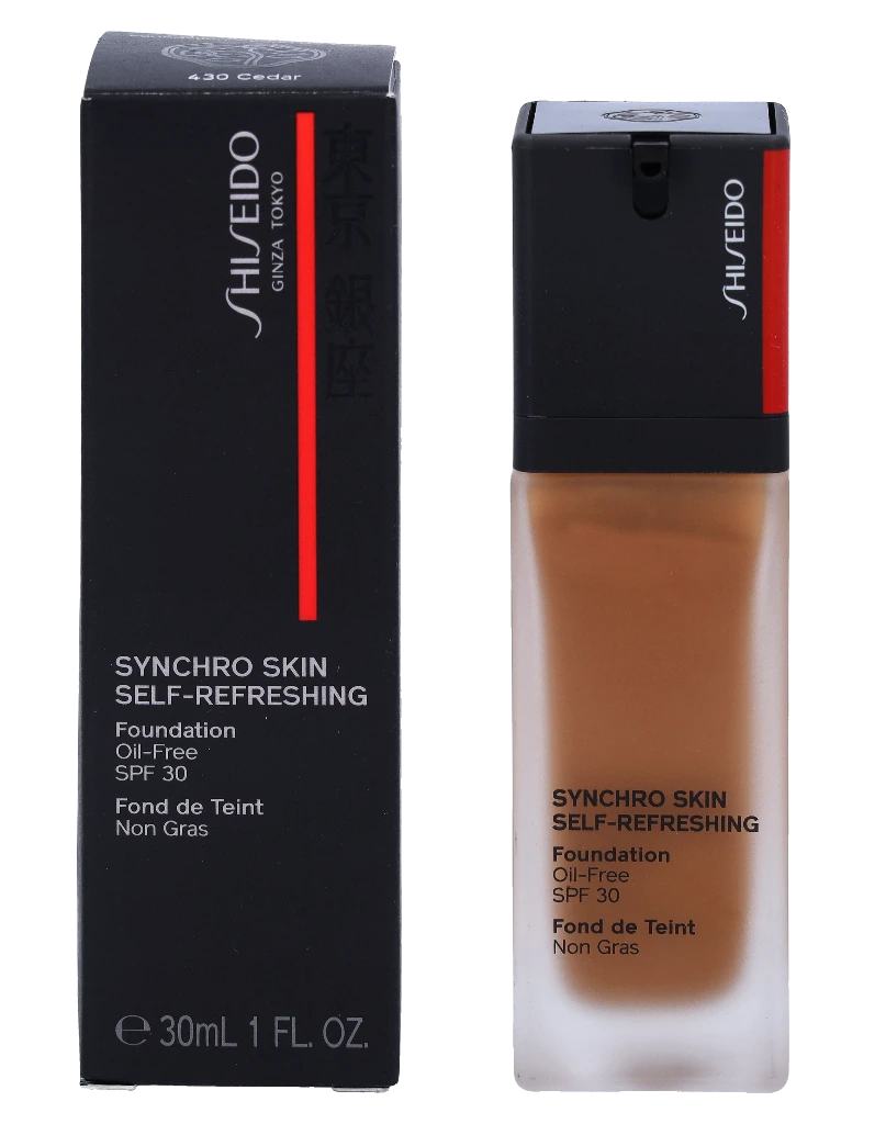 „Shiseido Synchro Skin“ gaivinantis skystas makiažo pagrindas be aliejaus 430 Cedar SPF 30, 30 ml